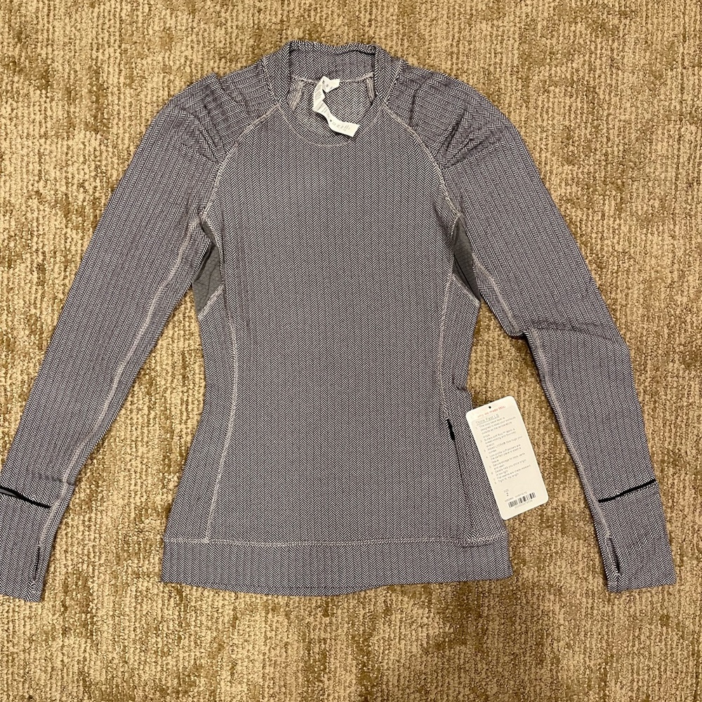 Lululemon Think Fast Long Sleeve - Heathered Herringbone Heathered Black Slate
